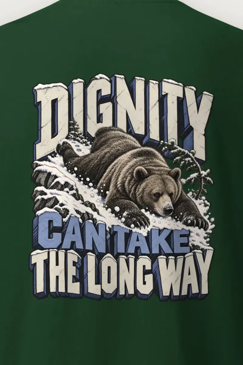 "Dignity Can Take the Long Way" Heavyweight Unisex Crewneck T-shirt - the graphic up close