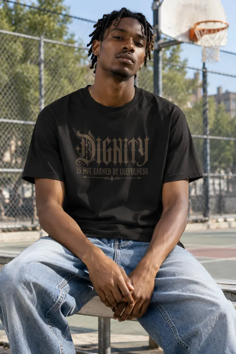 "Dignity Is Not Earned by Usefulness" Heavyweight Unisex Crewneck T-shirt
