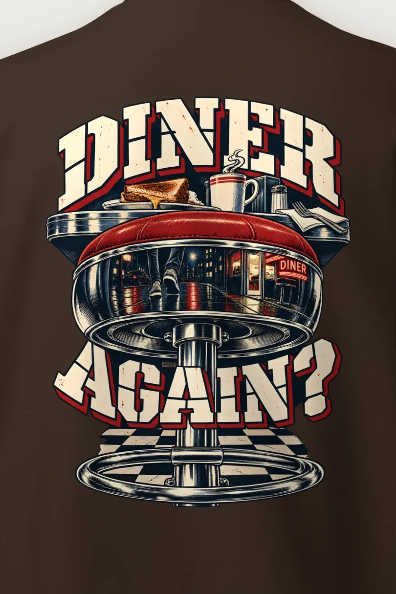"Diner Again? Counter Stool" Heavy Blend Unisex Crewneck Sweatshirt - the graphic up close