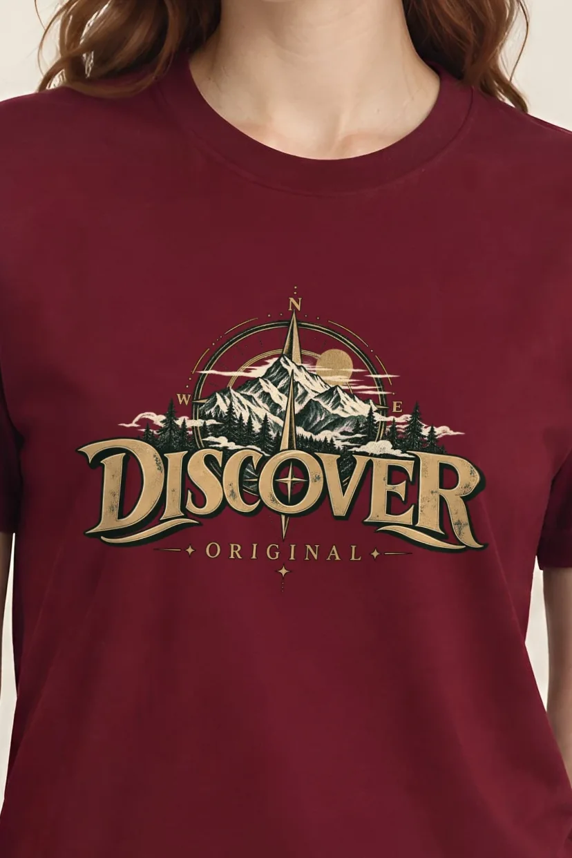 "Discover Original" Heavyweight Unisex Crewneck T-shirt - the graphic up close