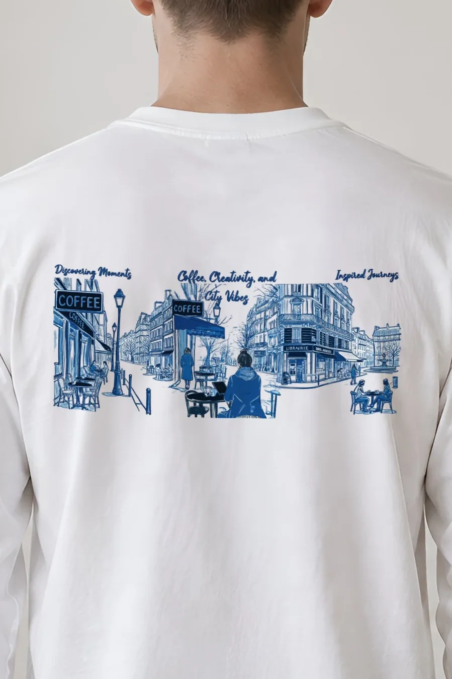 "Discovering Moments" Unisex Longsleeve T-shirt - the graphic up close