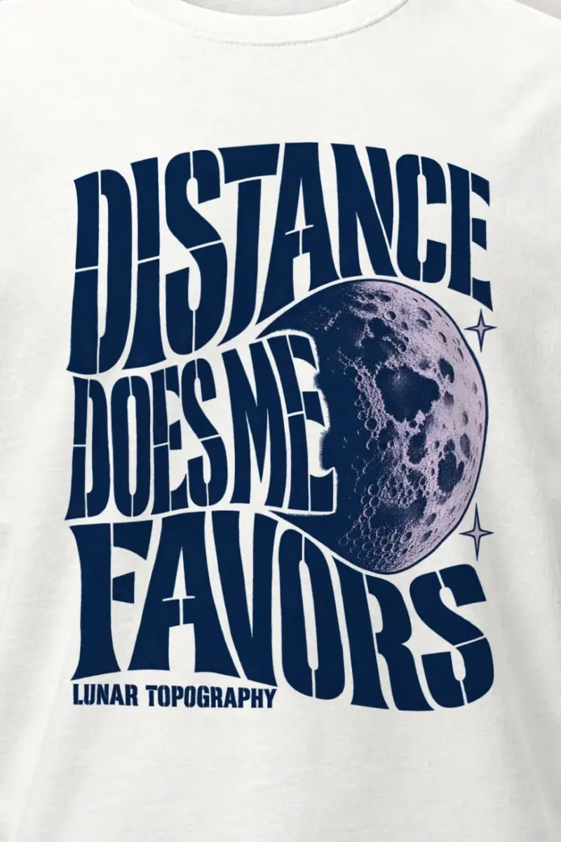 "Distance Does Me Favors" Heavyweight Unisex Crewneck T-shirt - the graphic up close