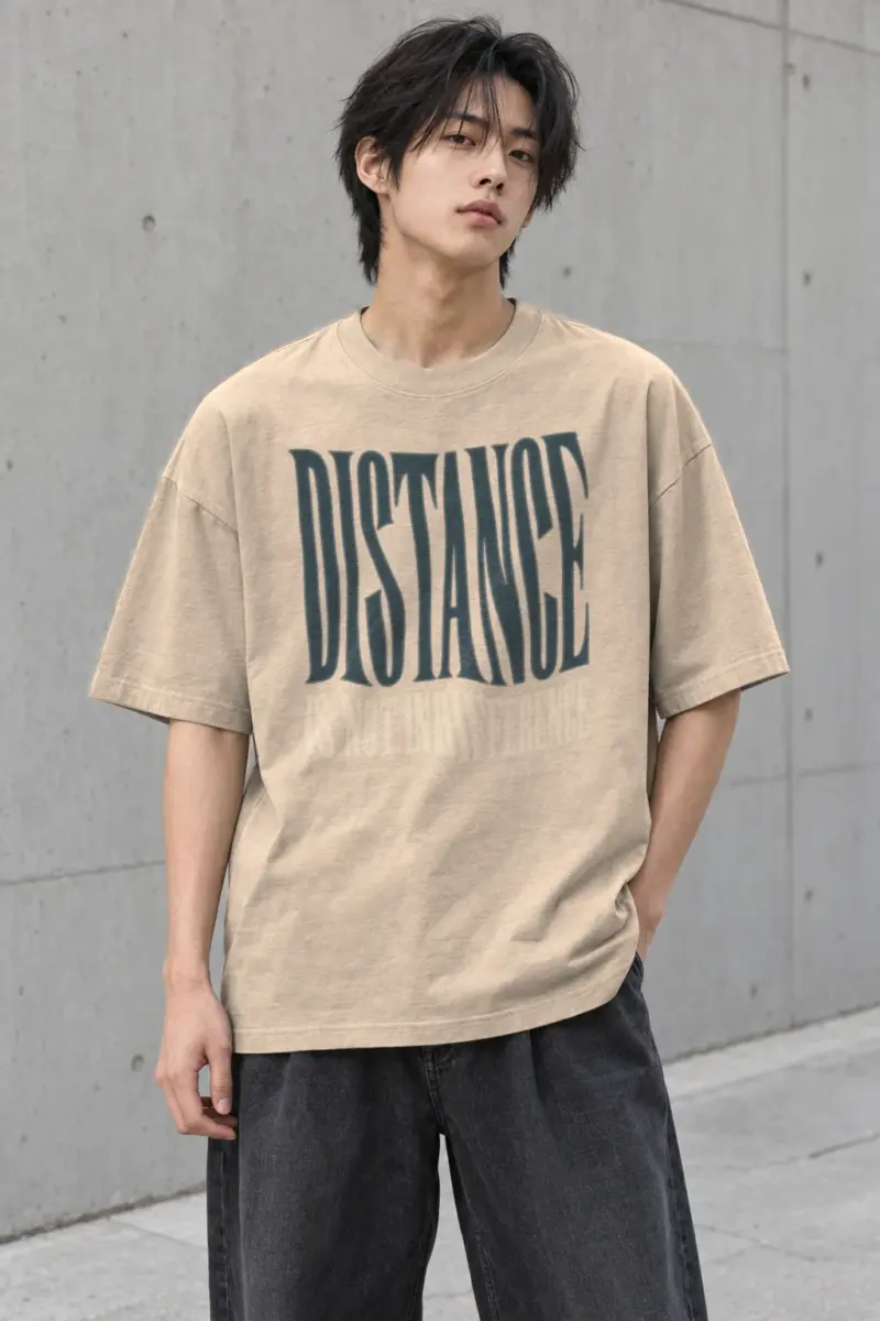 "Distance Is Not Indifference" Men's Oversized Heavyweight Crewneck T-Shirt