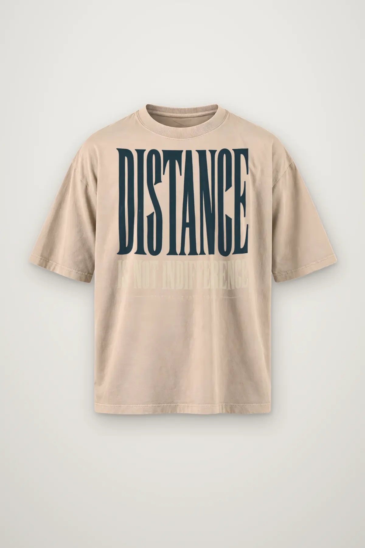 "Distance Is Not Indifference" Men's Oversized Heavyweight Crewneck T-Shirt