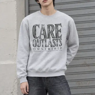 "Distressed Care Ownership Crew" Heavy Blend Unisex Crewneck Sweatshirt