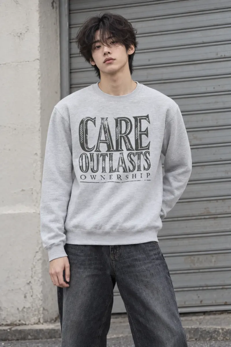 “Distressed Care Ownership Crew” Heavy Blend Unisex Crewneck Sweatshirt