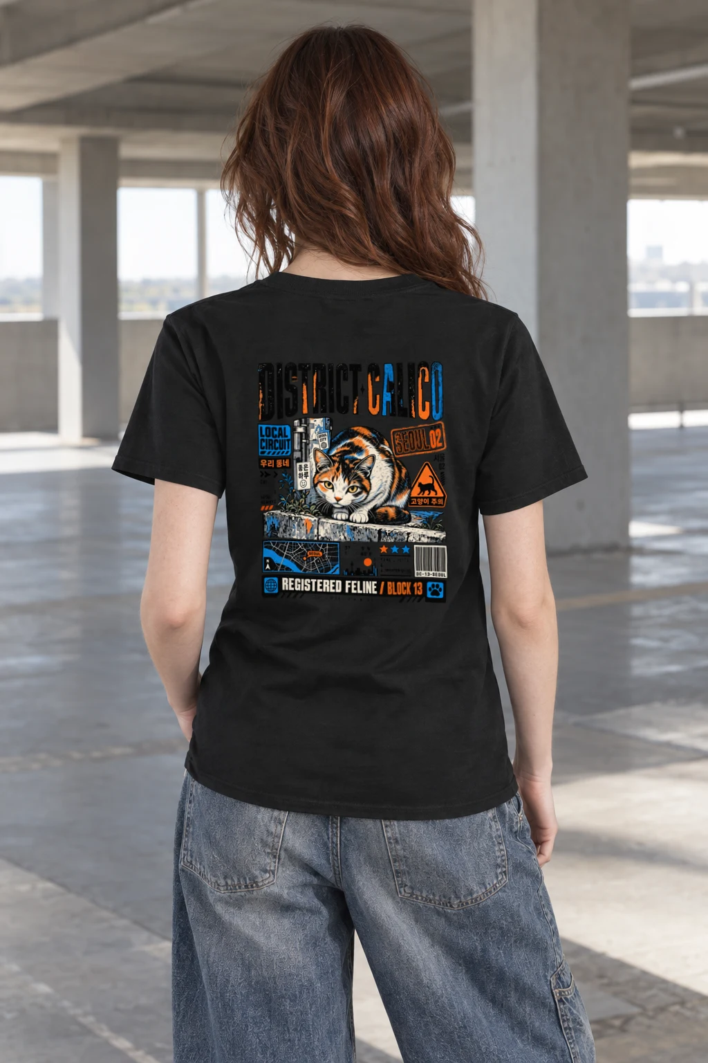 "District Calico" Heavyweight Unisex Crewneck T-shirt