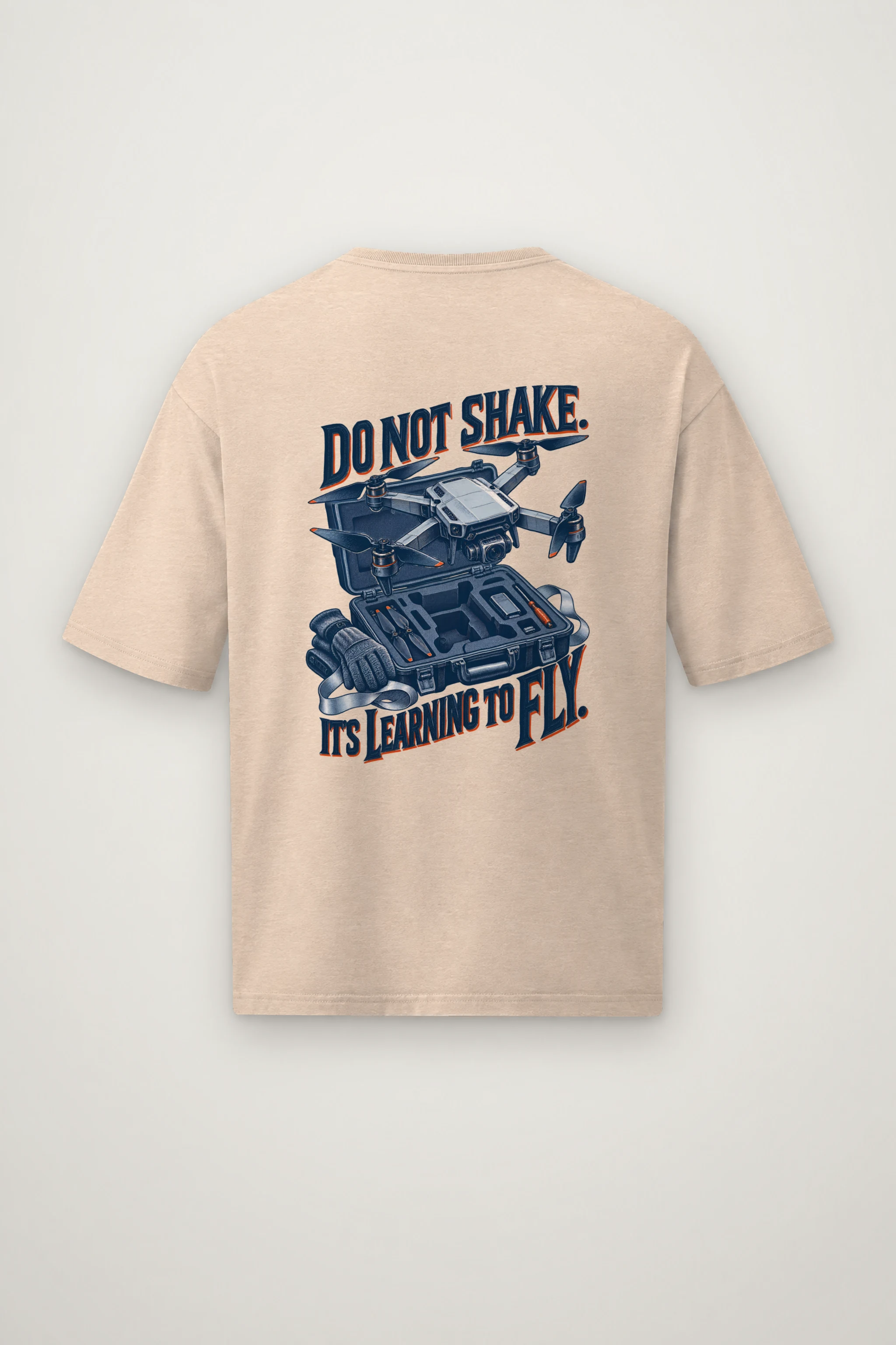 "Do Not Shake Drone" Men's Oversized Heavyweight Crewneck T-Shirt