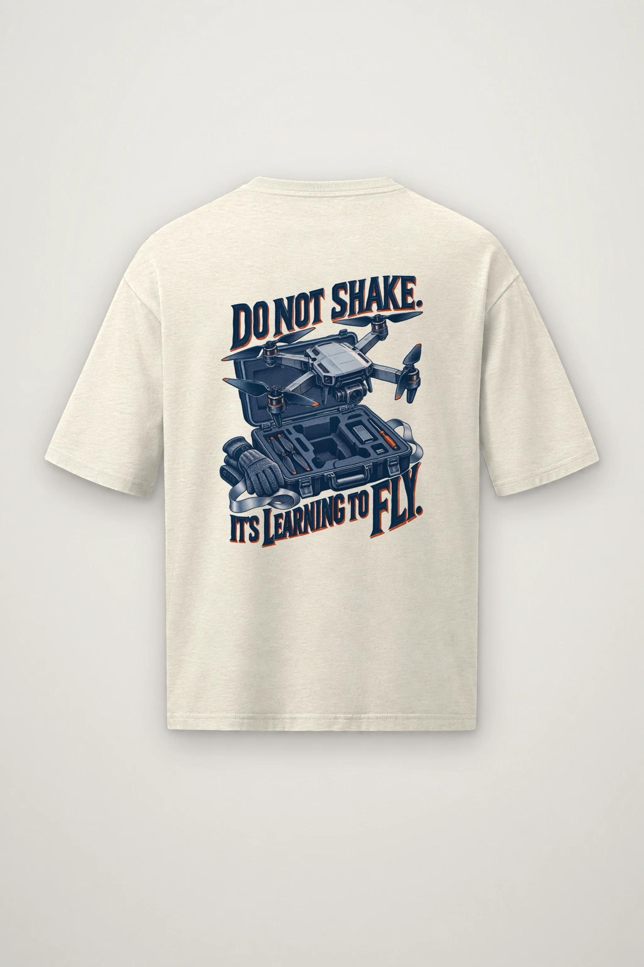 "Do Not Shake Drone" Men's Oversized Heavyweight Crewneck T-Shirt