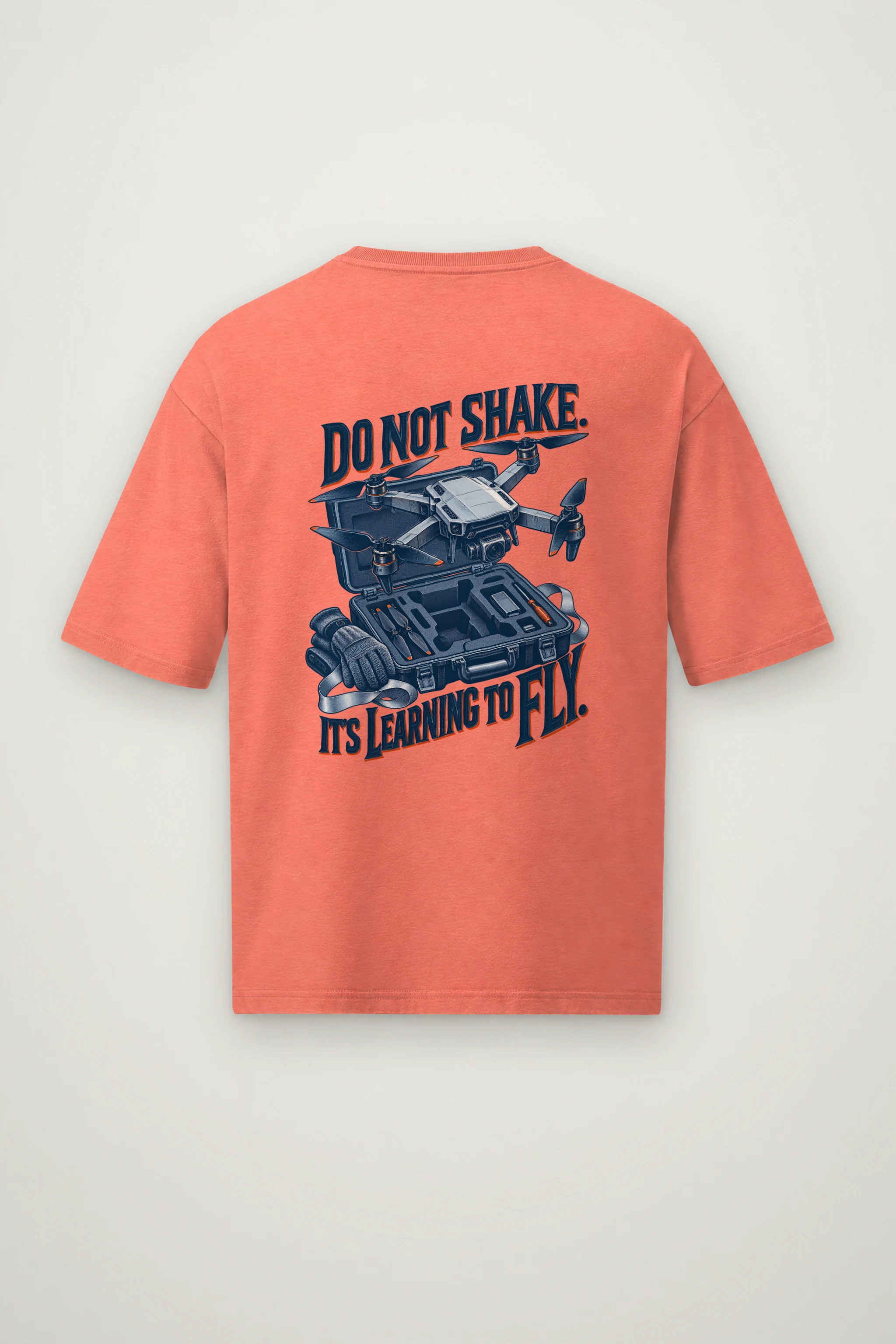 "Do Not Shake Drone" Men's Oversized Heavyweight Crewneck T-Shirt