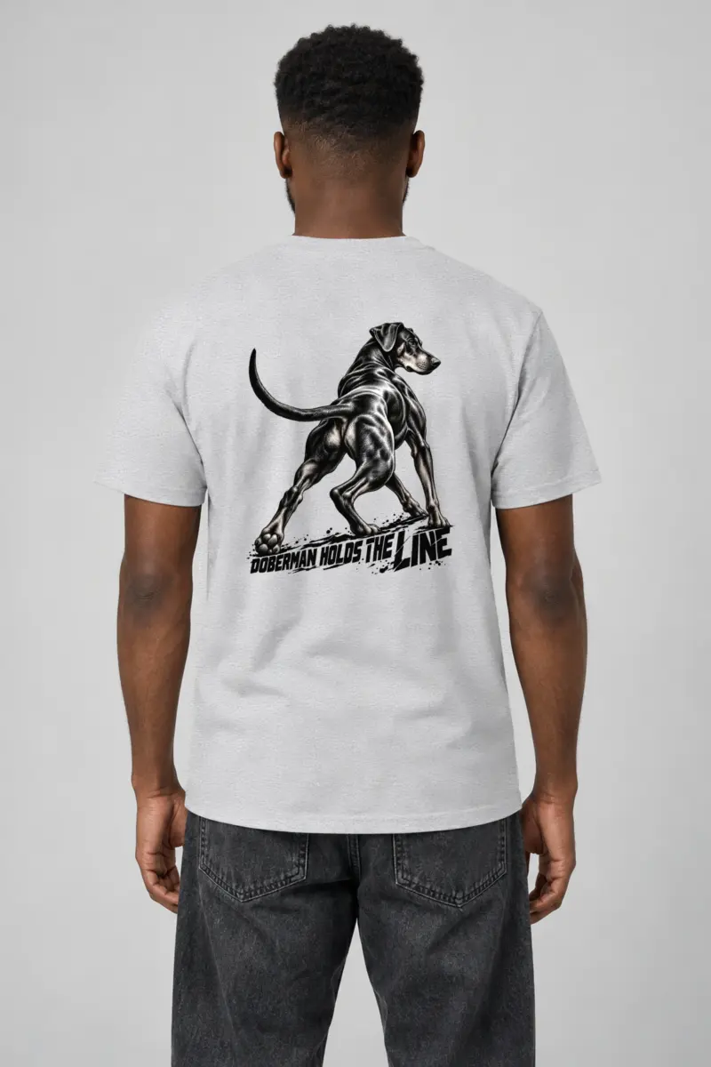 "Doberman Holds the Line" Heavyweight Unisex Crewneck T-shirt