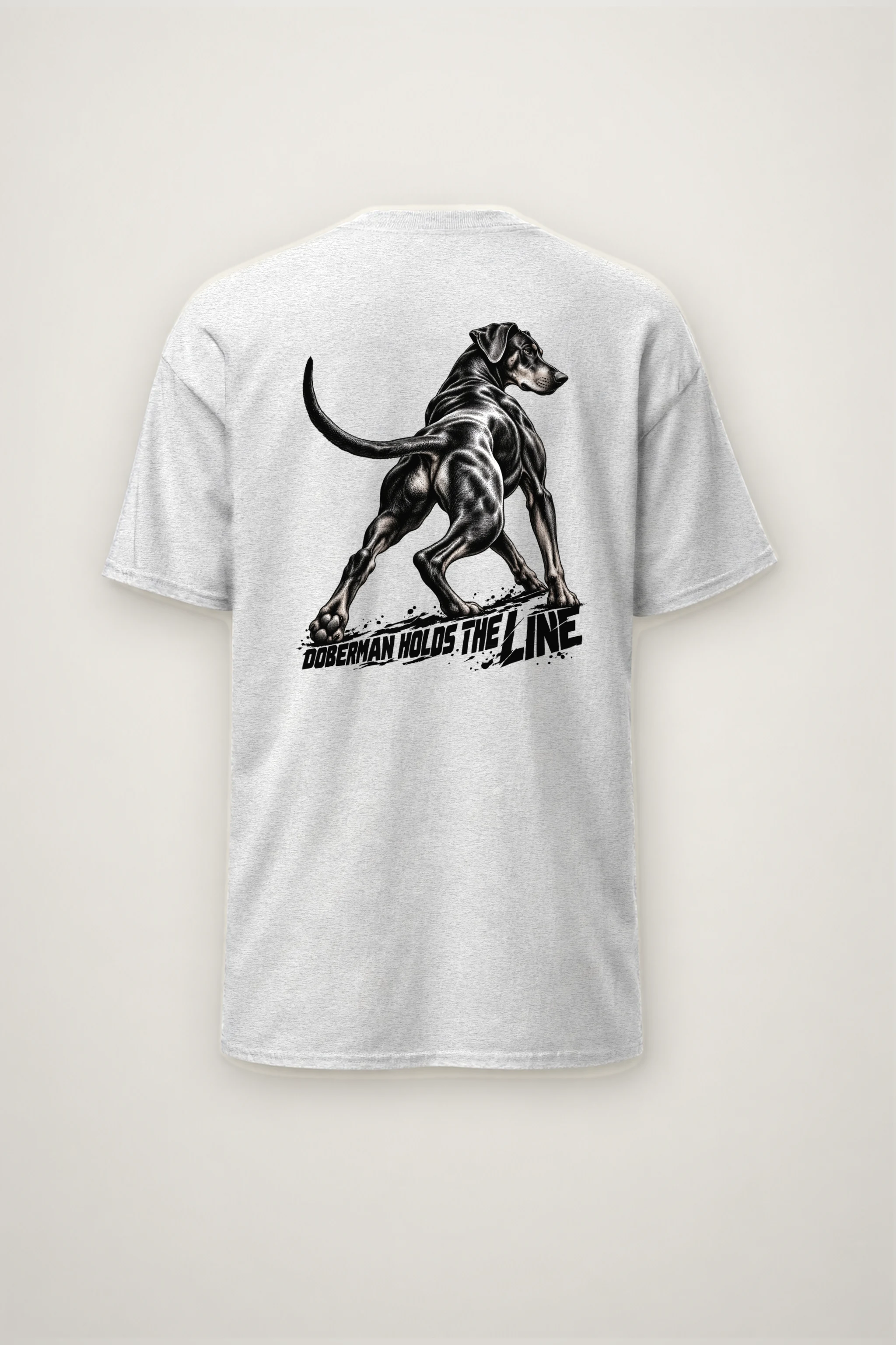 "Doberman Holds the Line" Heavyweight Unisex Crewneck T-shirt