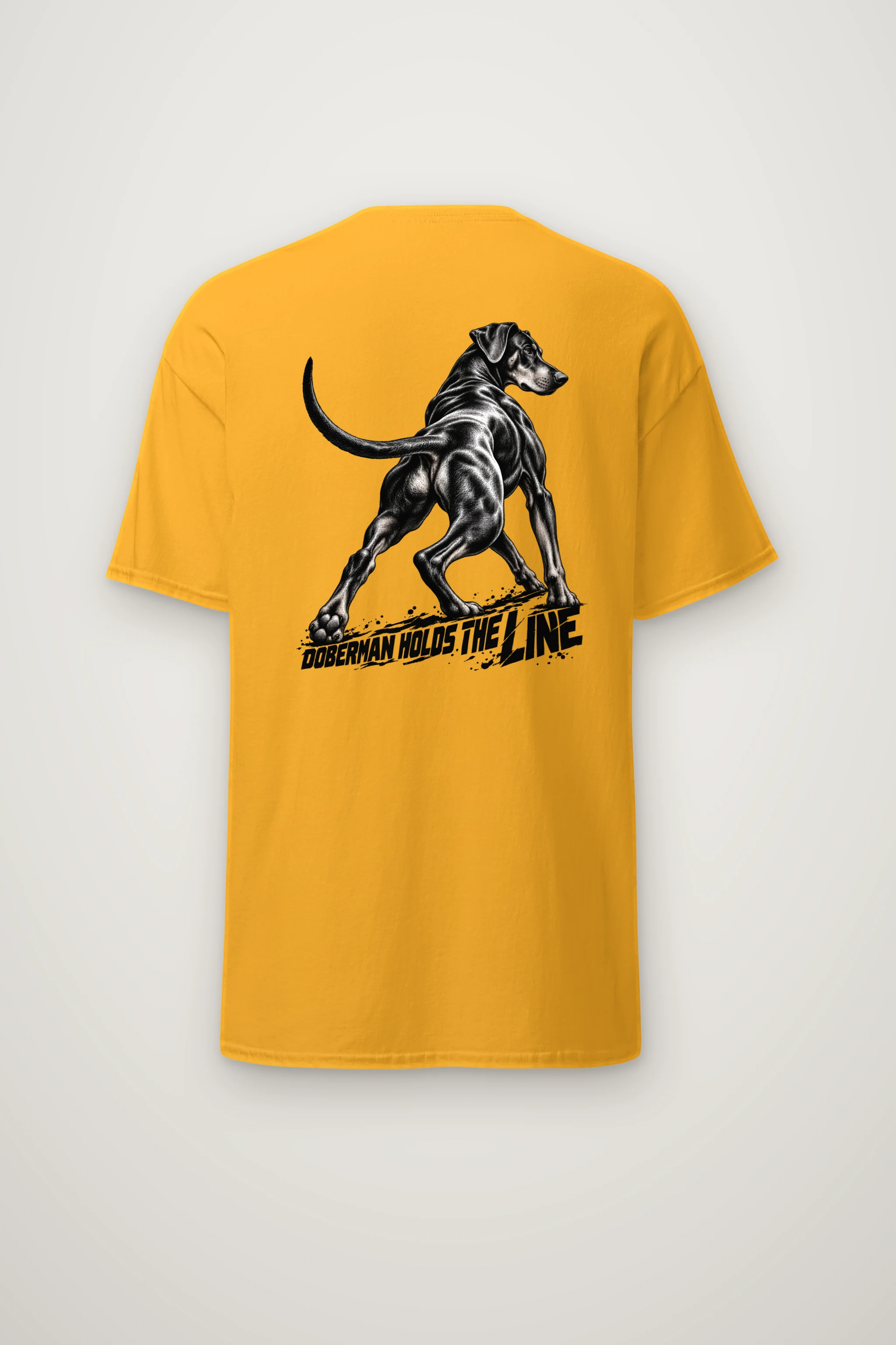 "Doberman Holds the Line" Heavyweight Unisex Crewneck T-shirt