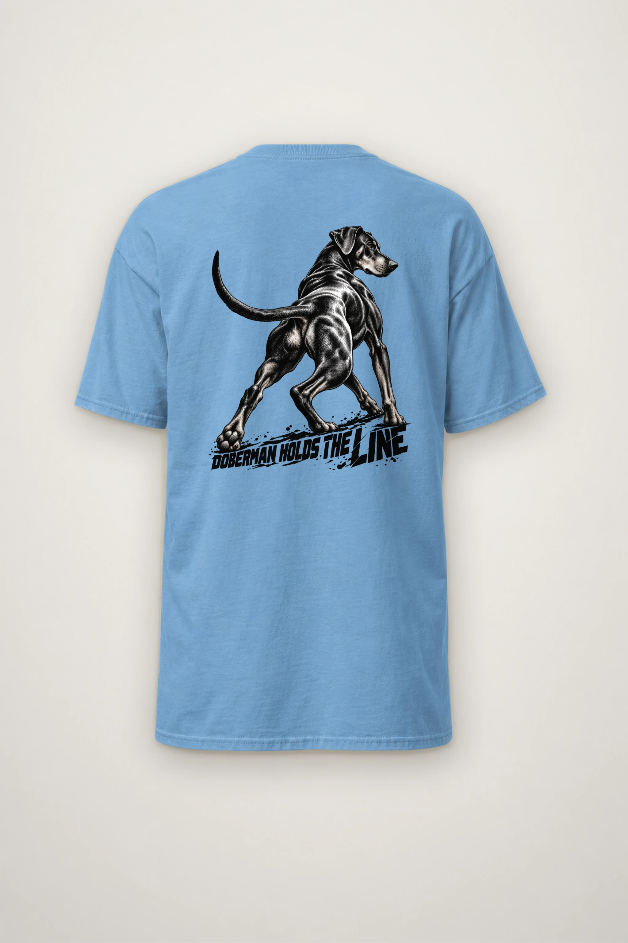 "Doberman Holds the Line" Heavyweight Unisex Crewneck T-shirt