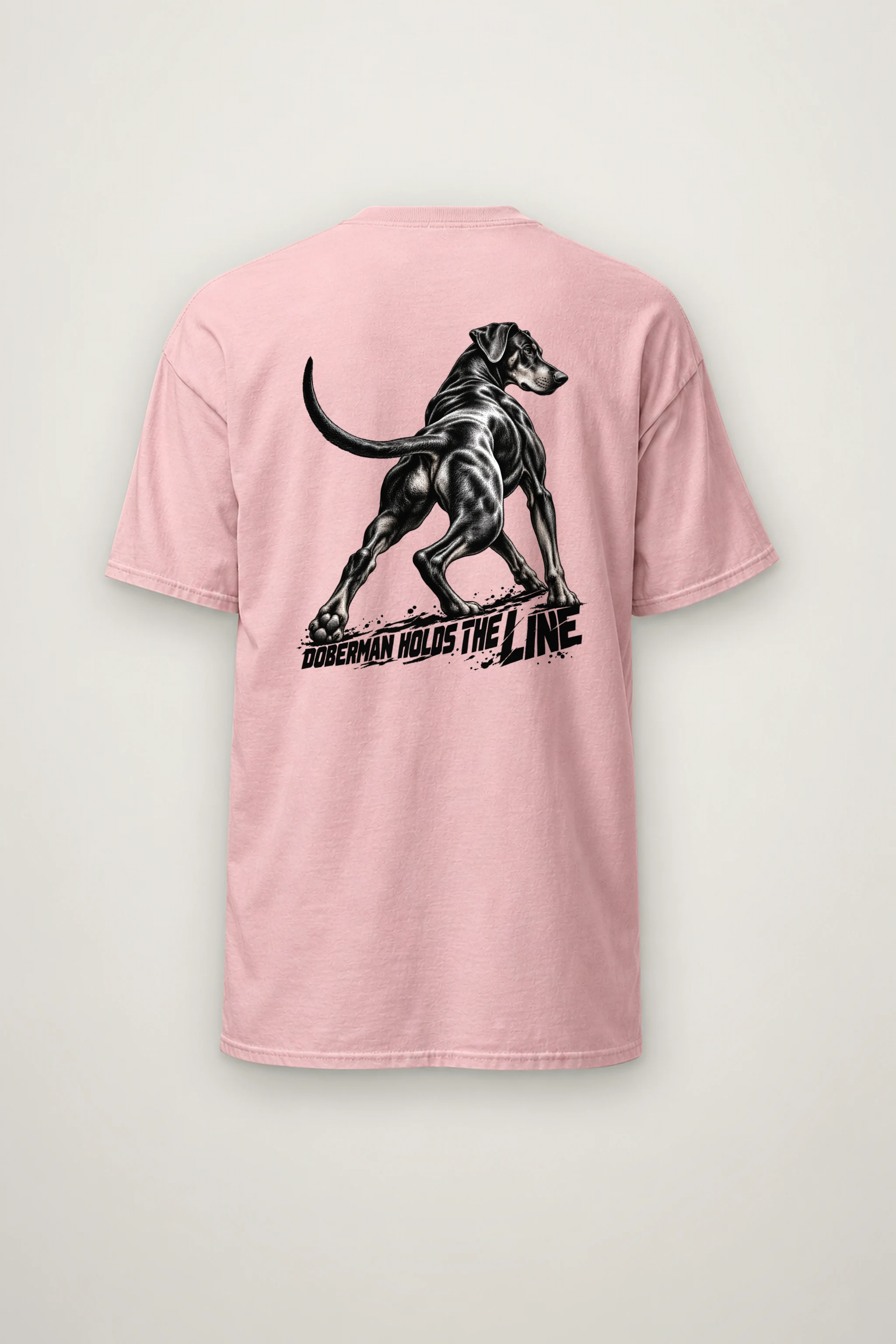 "Doberman Holds the Line" Heavyweight Unisex Crewneck T-shirt
