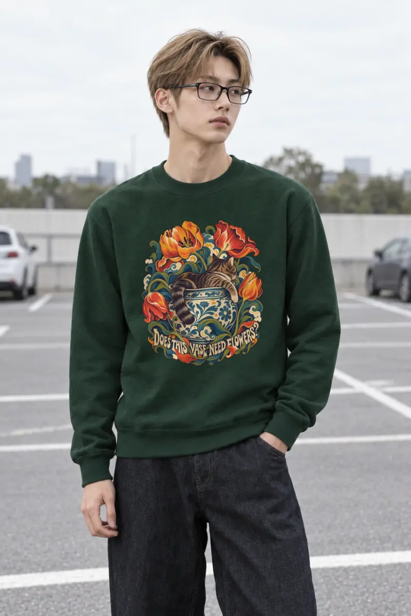 "Does This Vase Need Flowers?" Heavy Blend Unisex Crewneck Sweatshirt