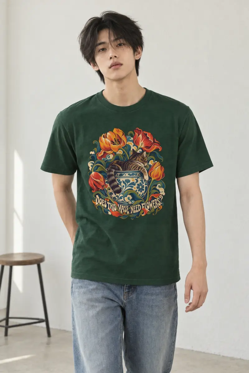 "Does This Vase Need Flowers?" Heavyweight Unisex Crewneck T-shirt