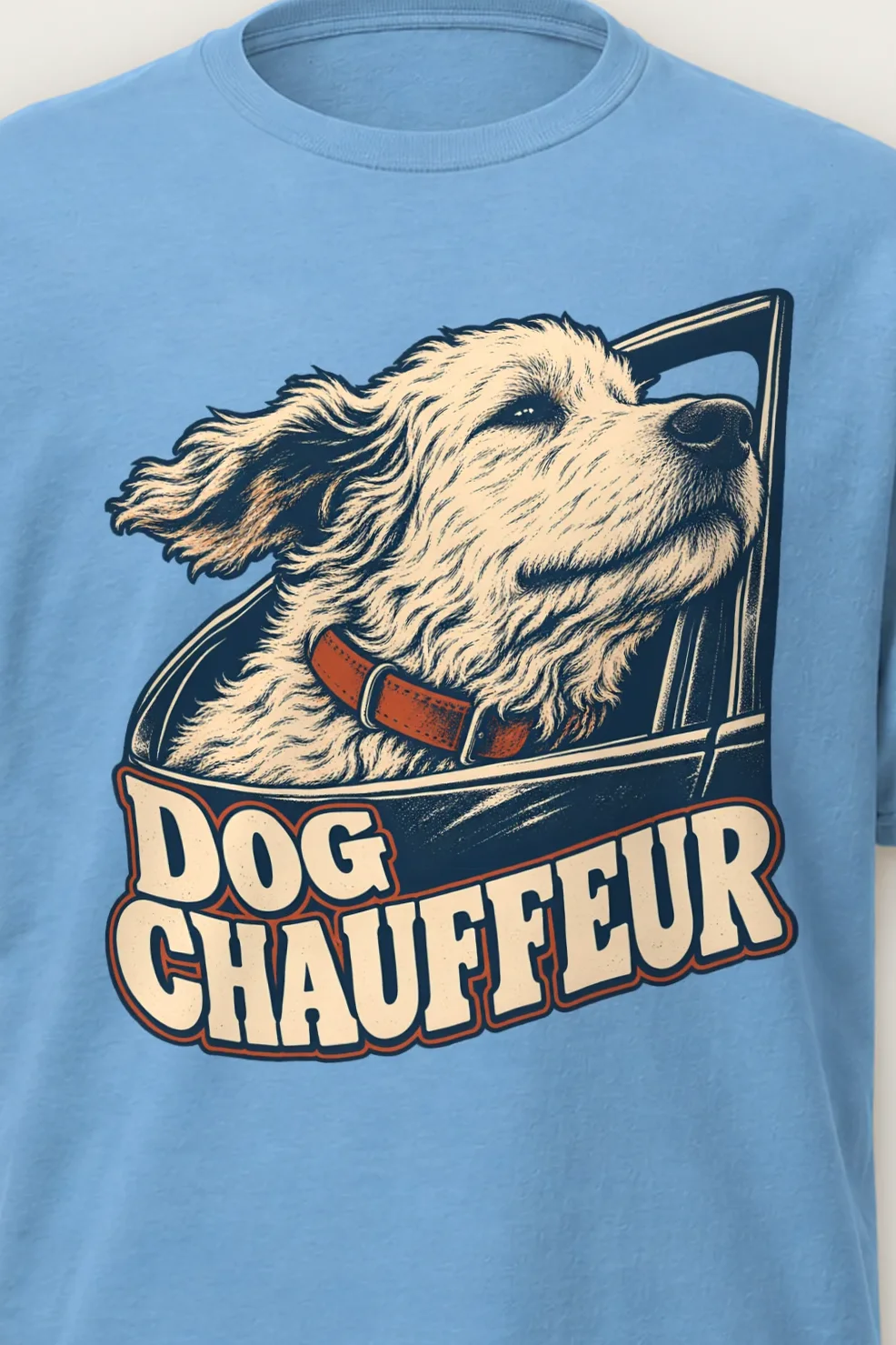 "Dog Chauffeur" Heavyweight Unisex Crewneck T-shirt - the graphic up close
