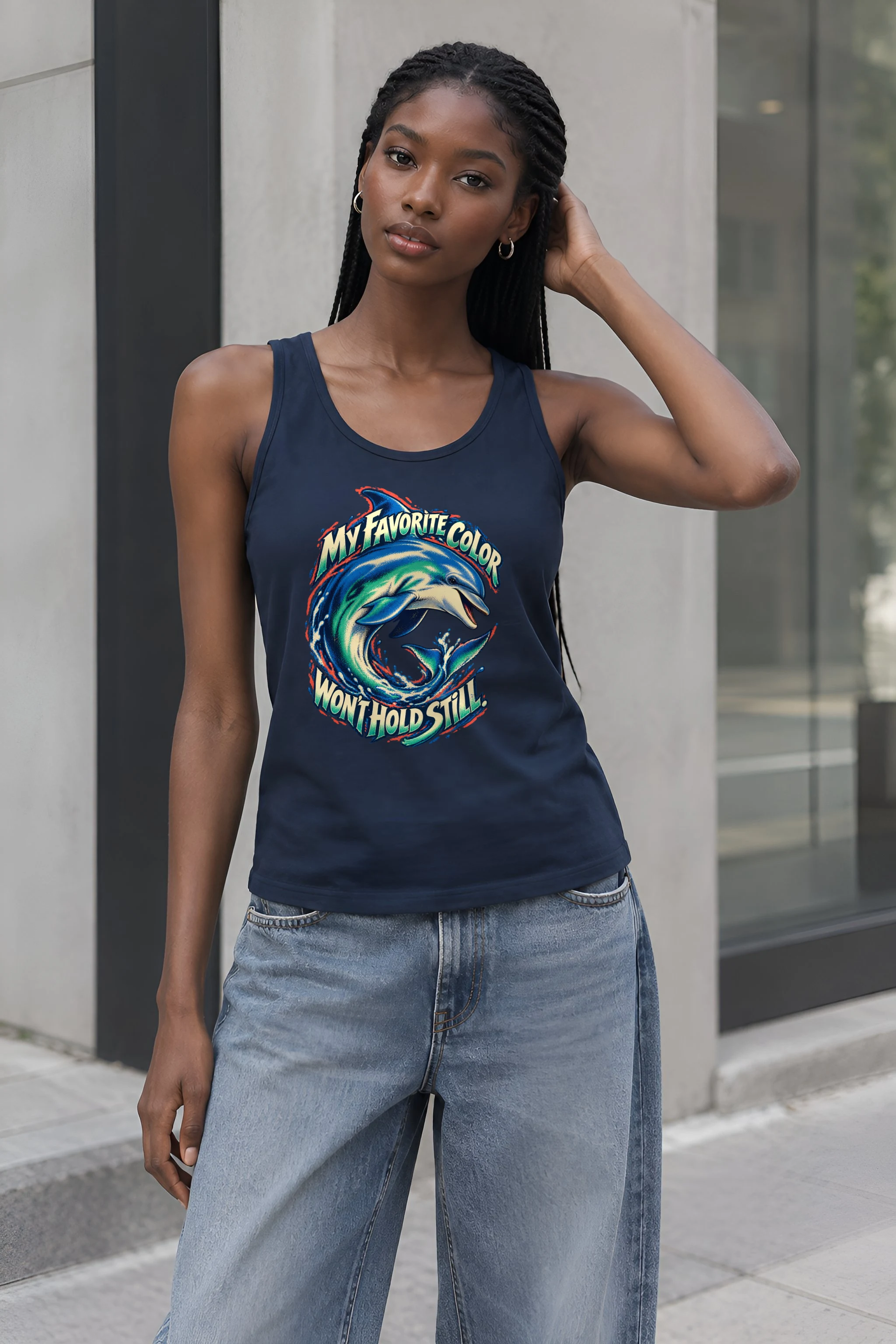 "Dolphin In Motion" Unisex Jersey Tank