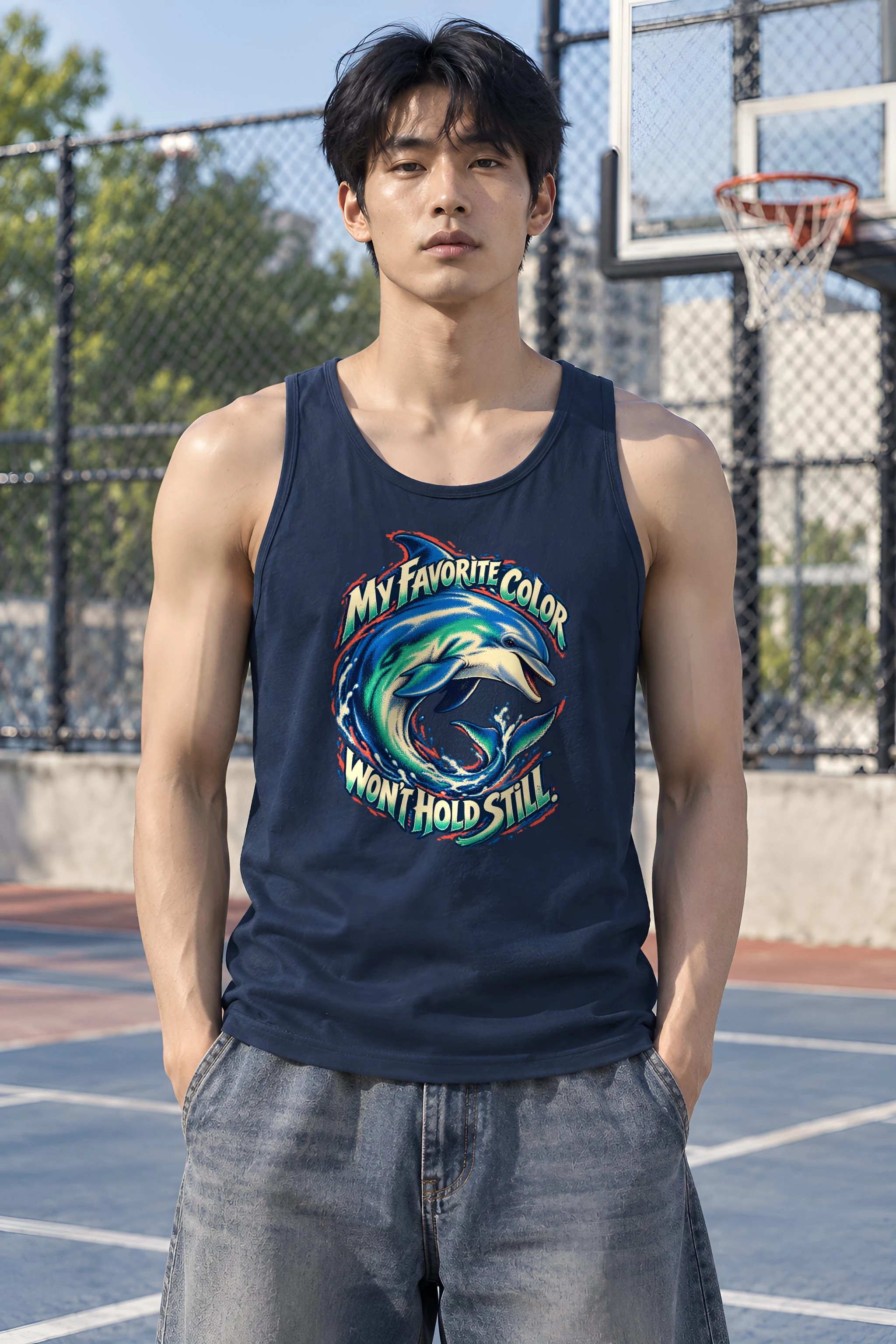 "Dolphin In Motion" Unisex Jersey Tank