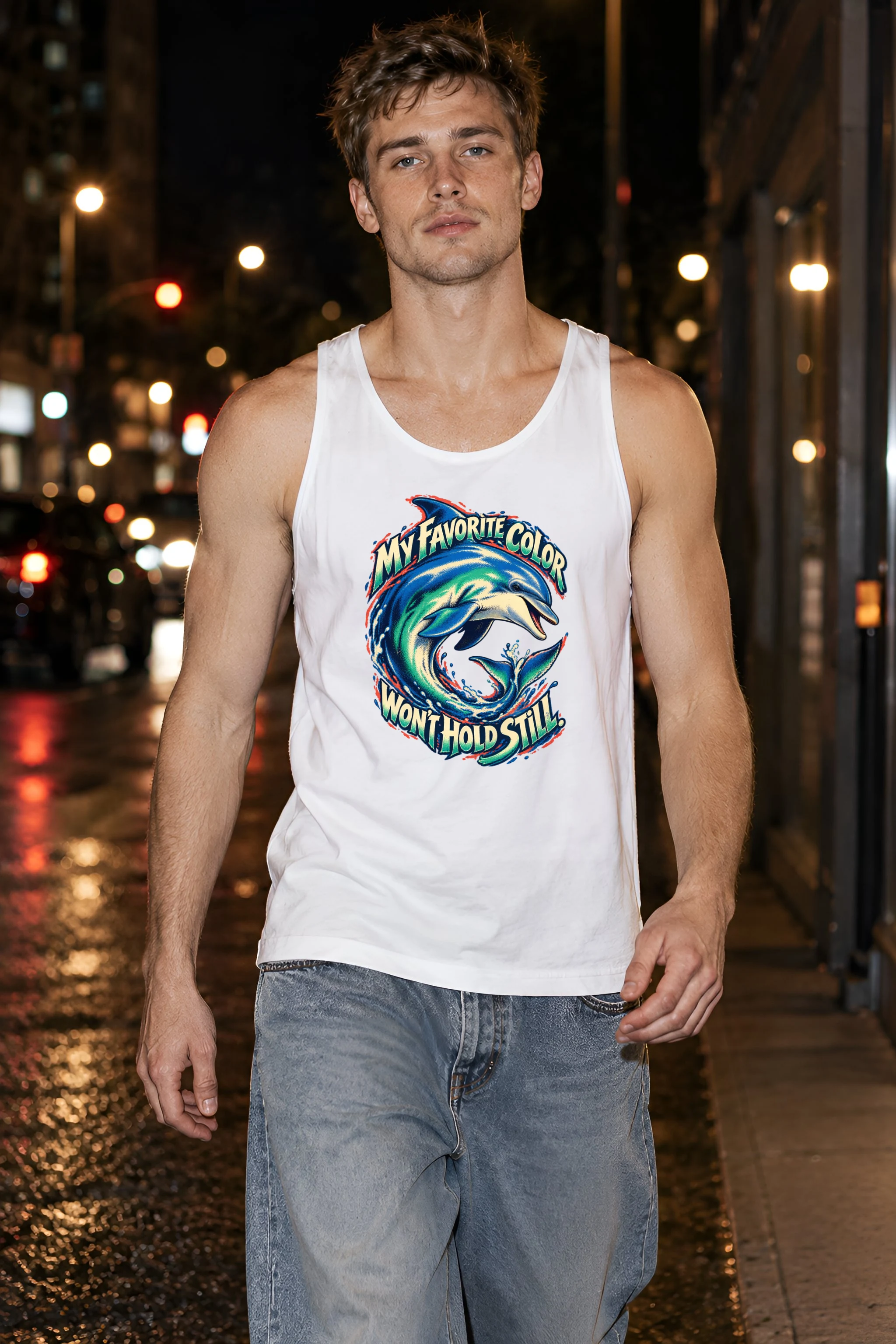 "Dolphin In Motion" Unisex Jersey Tank