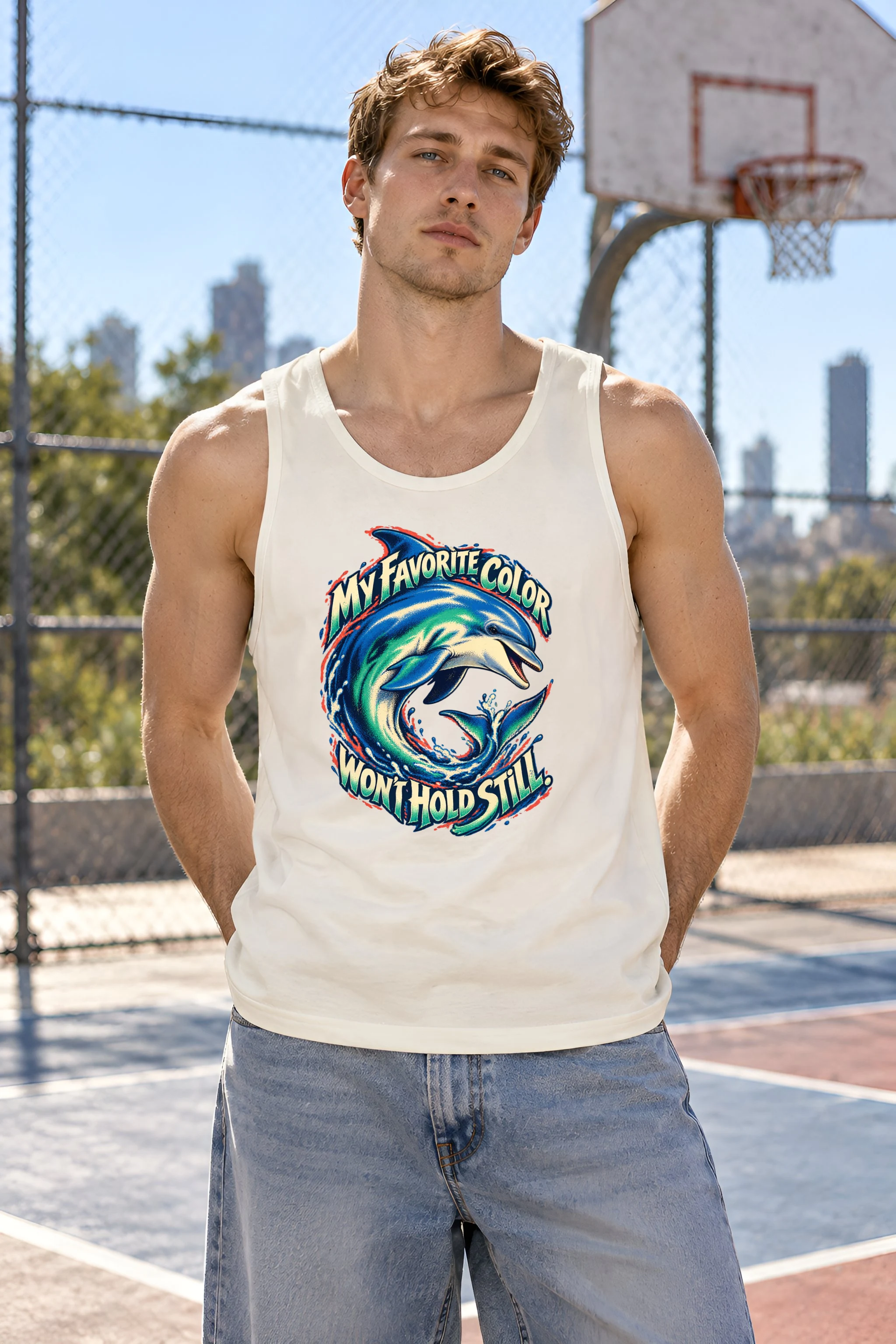 "Dolphin In Motion" Unisex Jersey Tank