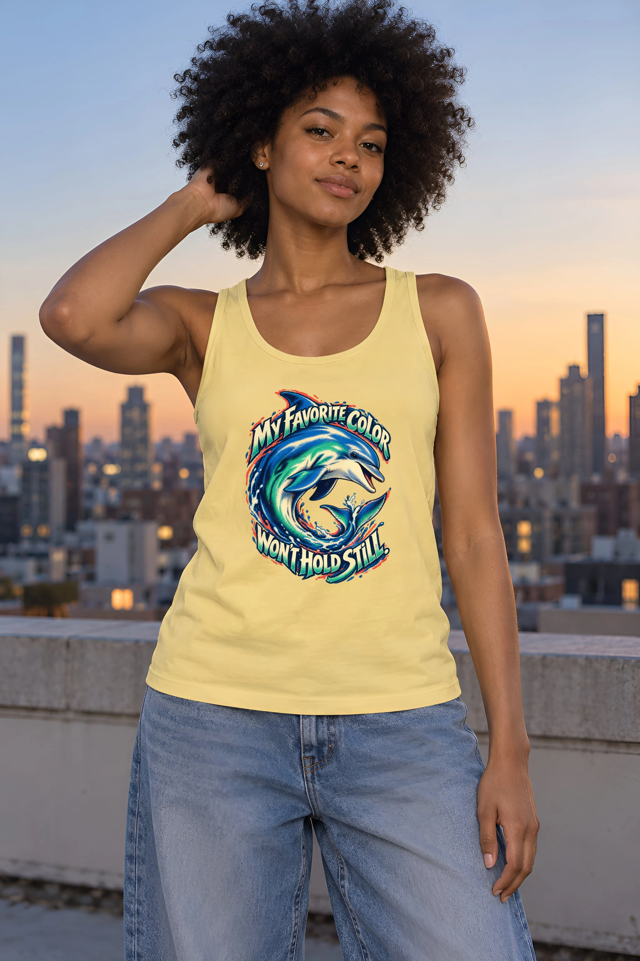 "Dolphin In Motion" Unisex Jersey Tank