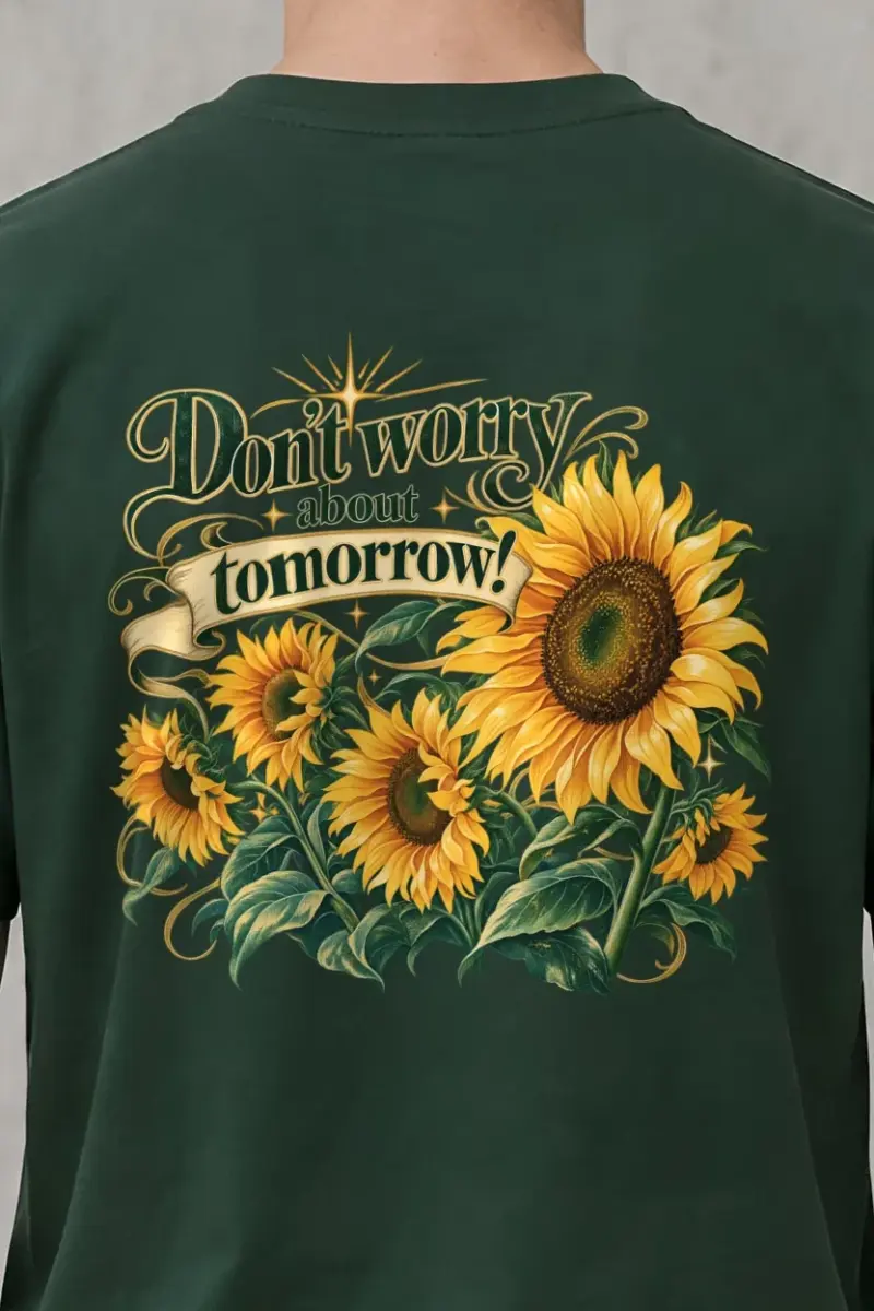 "Don’t Worry Tomorrow" Heavyweight Unisex Crewneck T-shirt