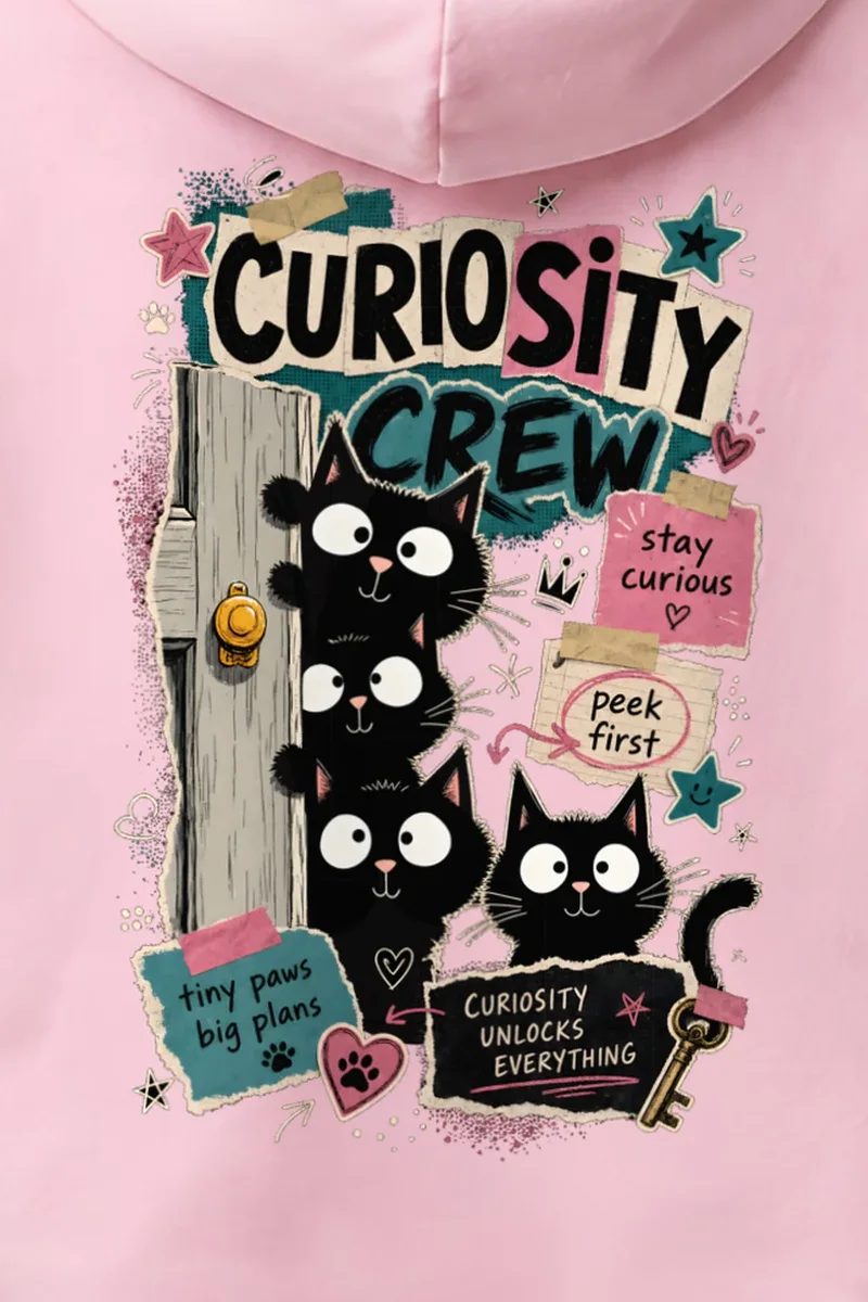 "Doorway Black Cat Trio" 1 Pullover Hoodie - the graphic up close