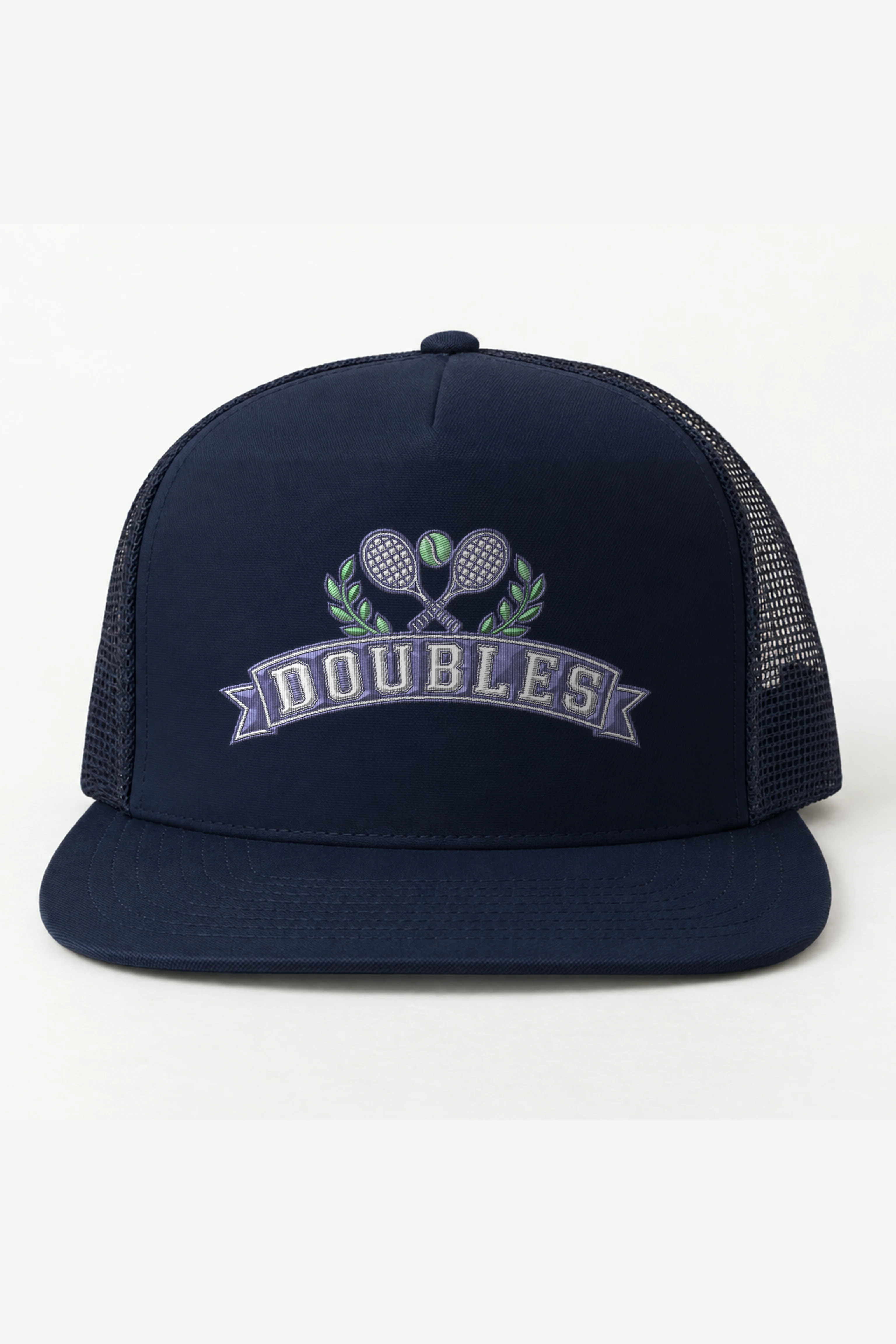 "DOUBLES" 5 Panel Trucker Cap · Embroidered
