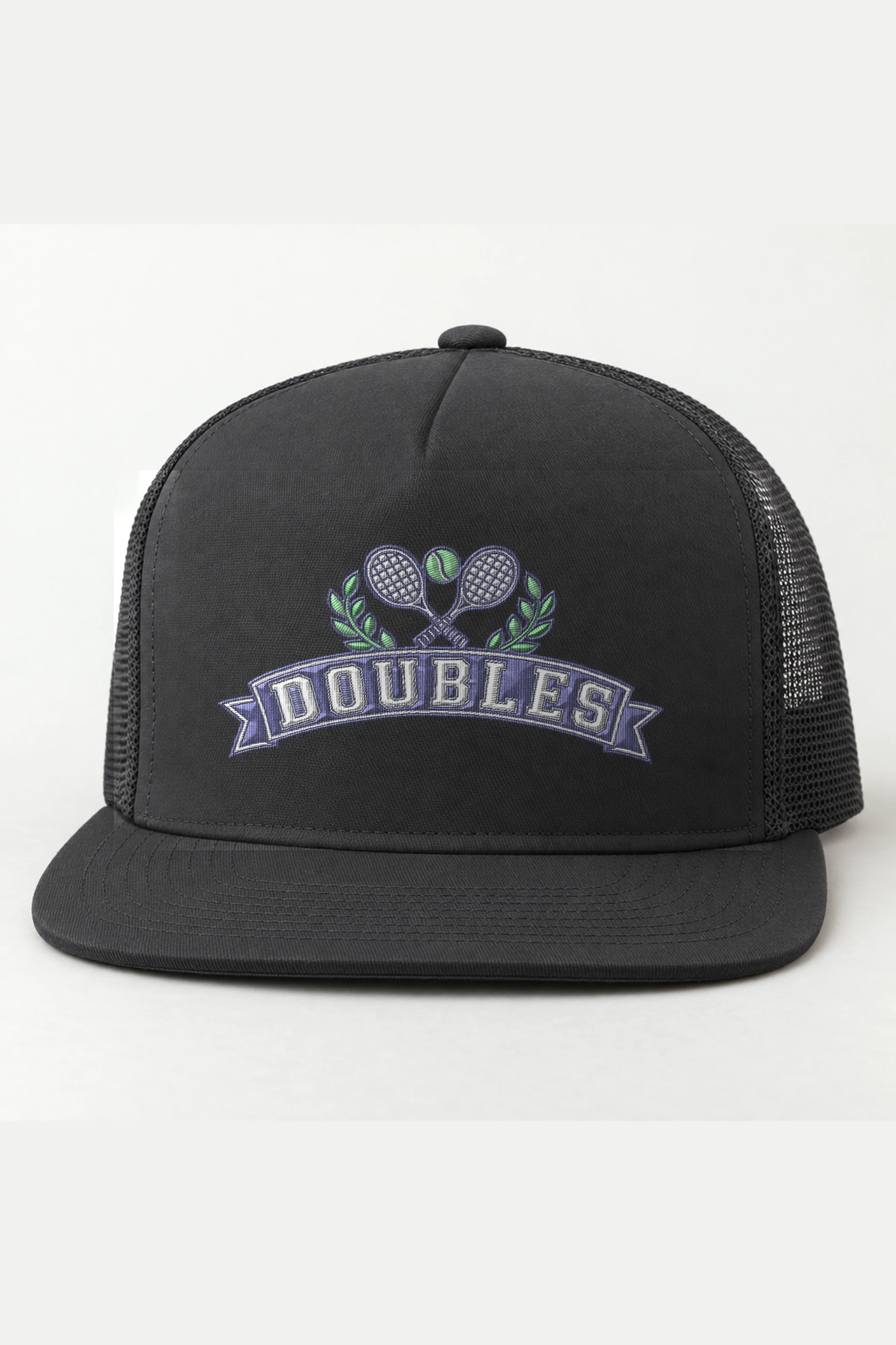 "DOUBLES" 5 Panel Trucker Cap · Embroidered