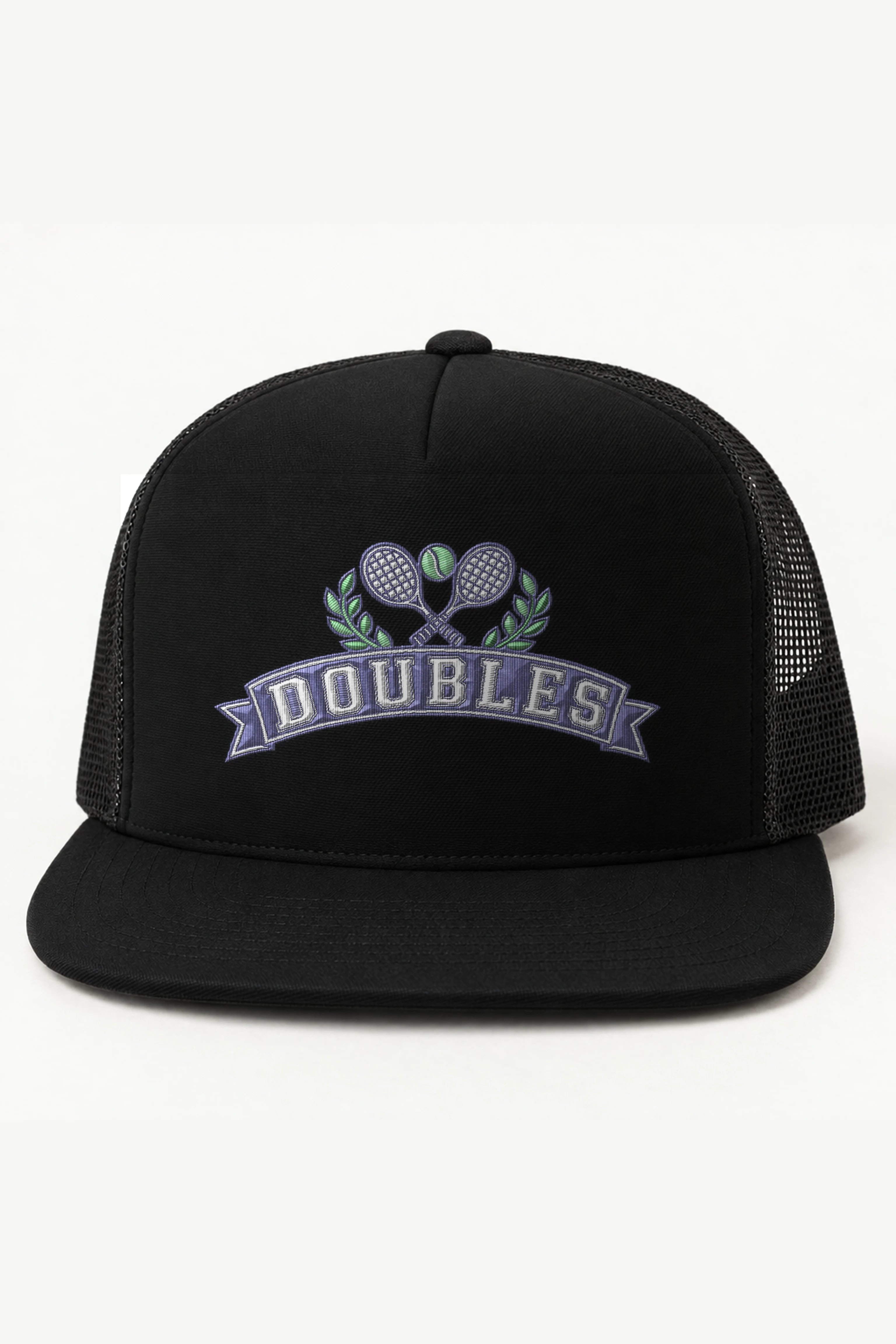 "DOUBLES" 5 Panel Trucker Cap · Embroidered