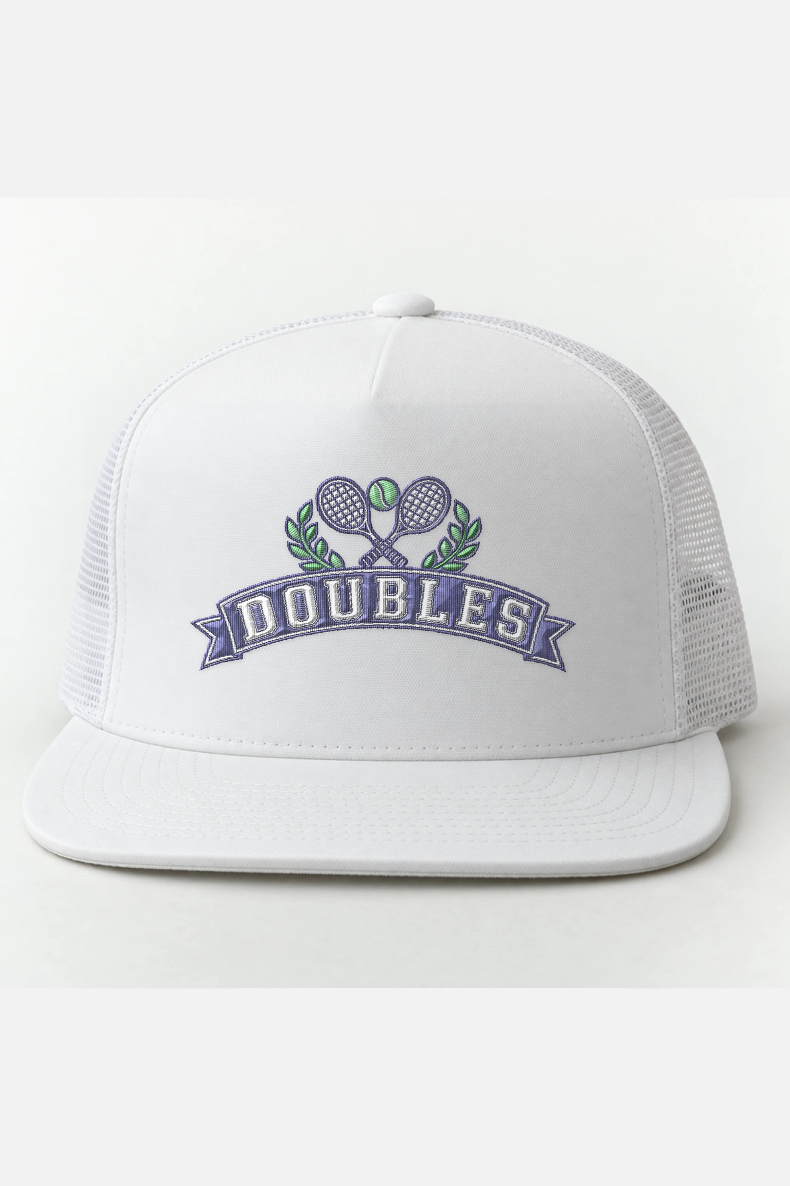 "DOUBLES" 5 Panel Trucker Cap · Embroidered