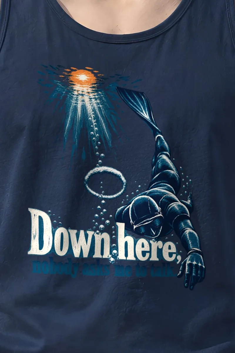 "Down Here" Unisex Jersey Tank - the graphic up close