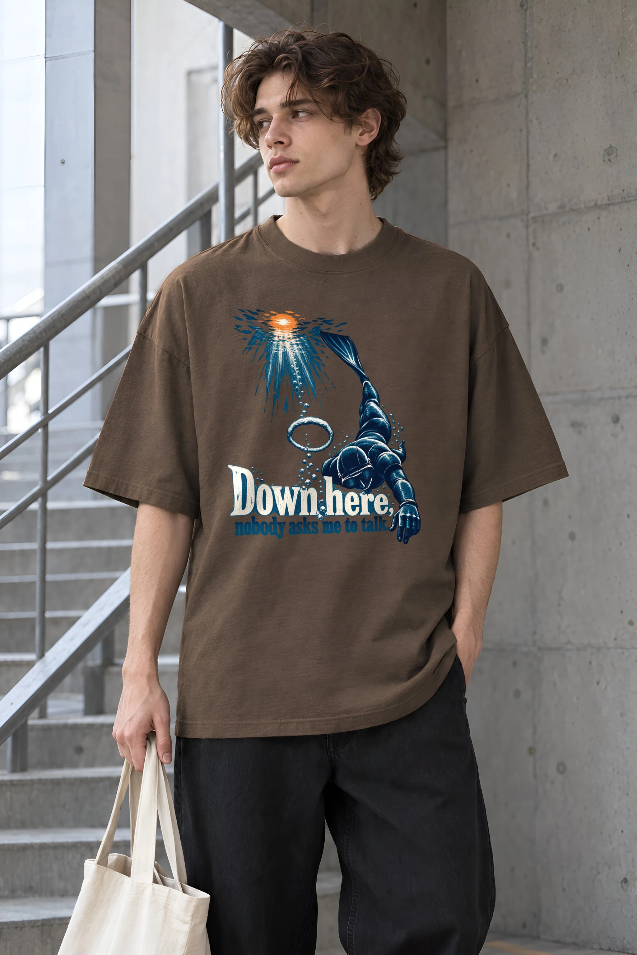 "Down Here" Unisex Oversized Heavyweight Crewneck T-Shirt