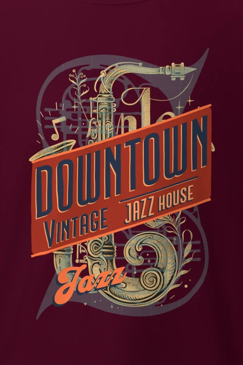 "Downtown Vintage Jazz House" Heavyweight Unisex Crewneck T-shirt
