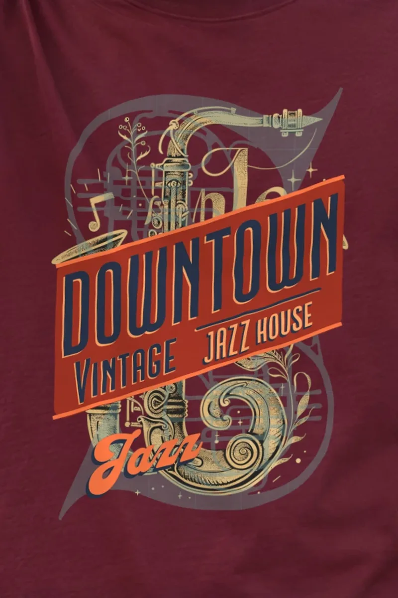 "Downtown Vintage Jazz House" Heavyweight Unisex Crewneck T-shirt