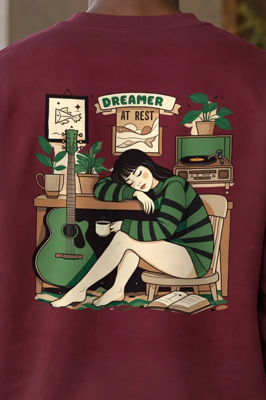 "Dreamer At Rest" 1 Crewneck Sweatshirt - the graphic up close