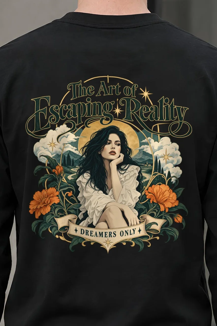 "Dreamers Only" Unisex Longsleeve T-shirt - the graphic up close