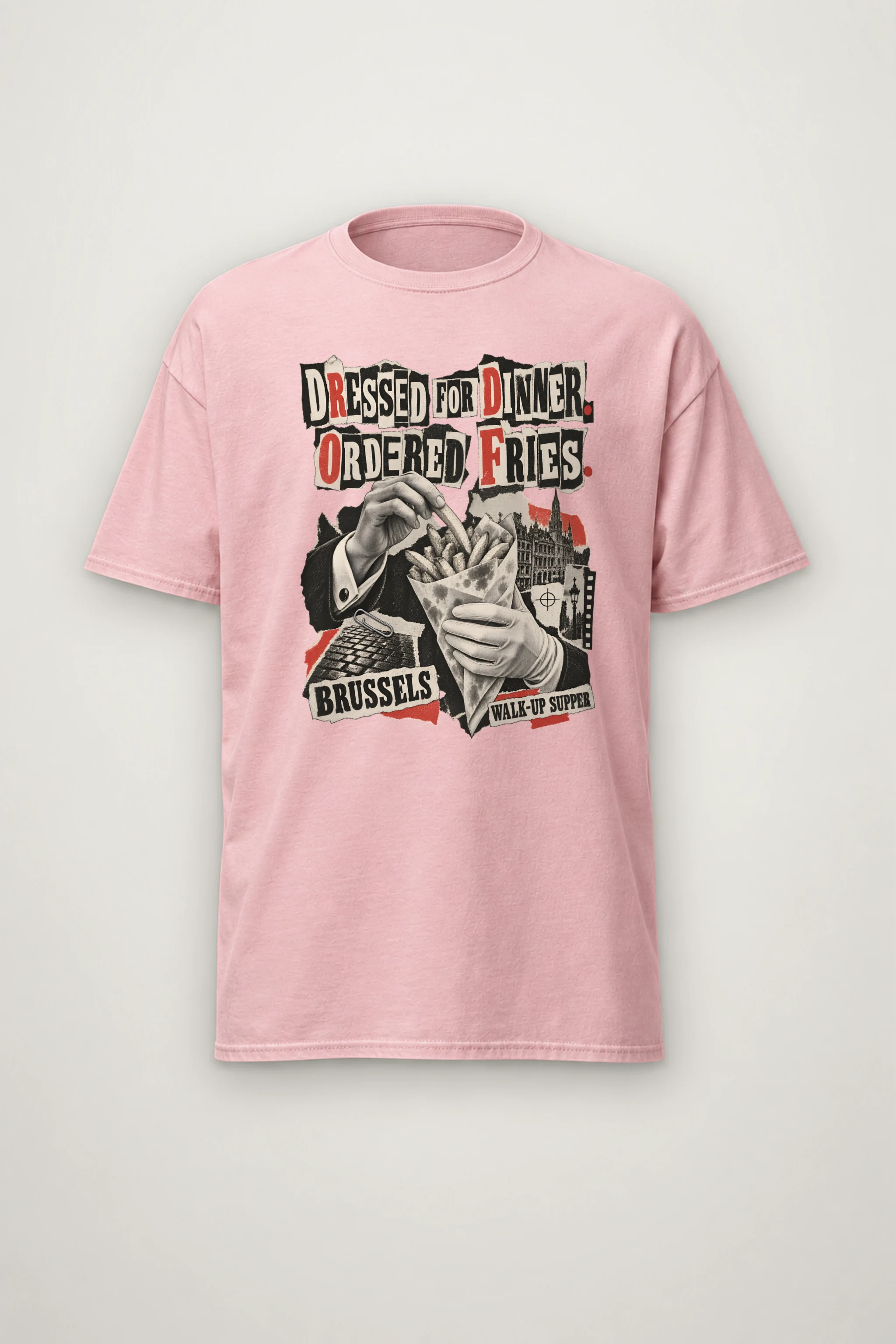"Dressed For Dinner. Ordered Fries." Heavyweight Unisex Crewneck T-shirt