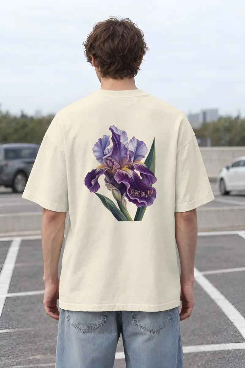 "Dressed for Dusk Iris" Unisex Oversized Heavyweight Crewneck T-Shirt