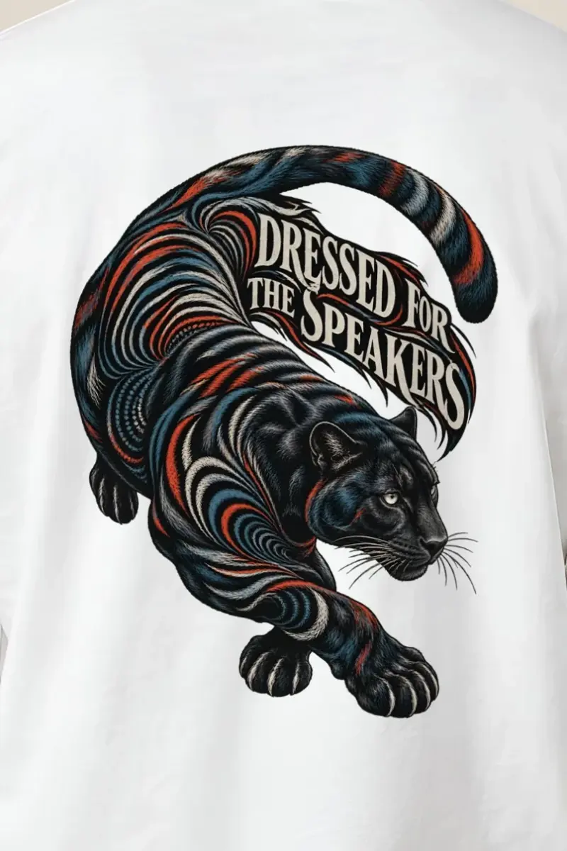 "Dressed for the Speakers" Unisex Longsleeve T-shirt - the graphic up close