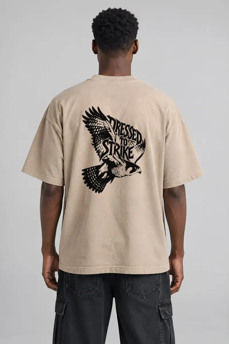 "Dressed to Strike Falcon" Unisex Oversized Heavyweight Crewneck T-Shirt