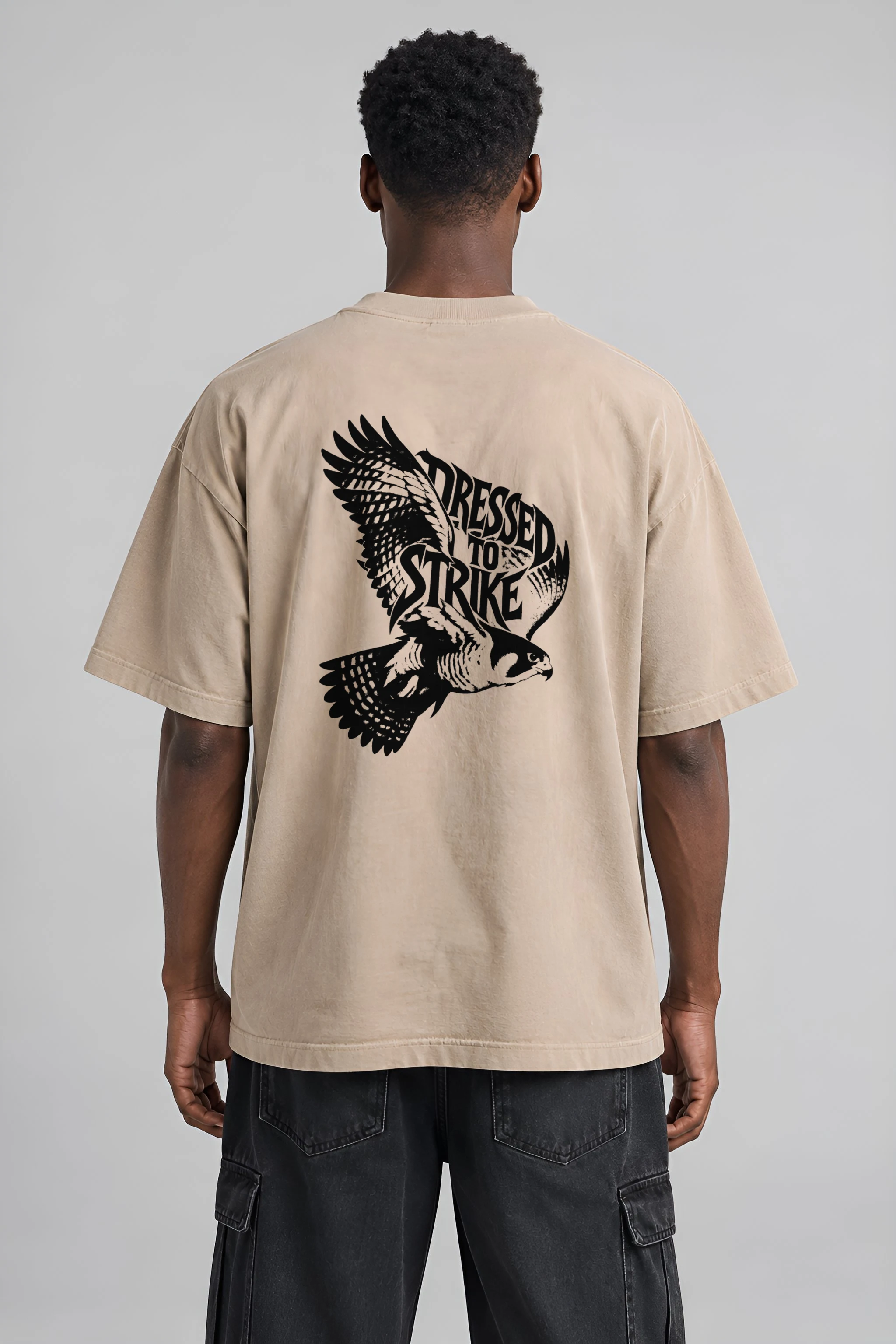 "Dressed to Strike Falcon" Men's Oversized Heavyweight Crewneck T-Shirt