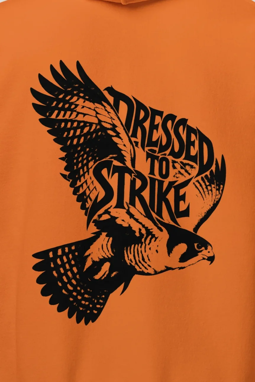 "Dressed to Strike" Heavy Blend Unisex Pullover Hoodie - the graphic up close