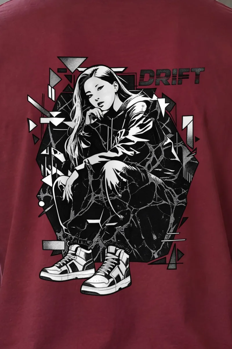 "Drift Crouch" Unisex Longsleeve T-shirt - the graphic up close