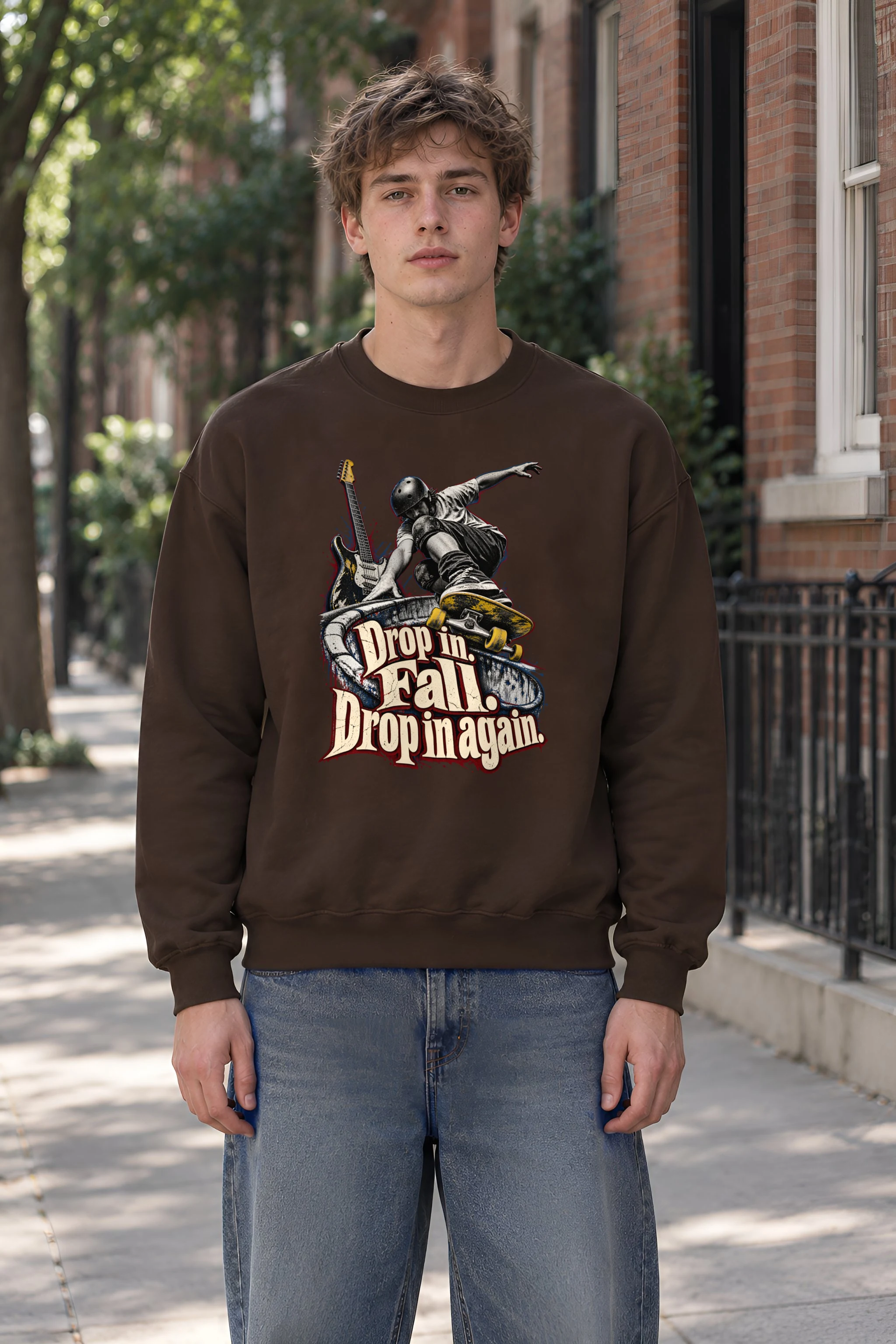 "Drop In Fall Drop In Again" Unisex Crewneck Sweatshirt