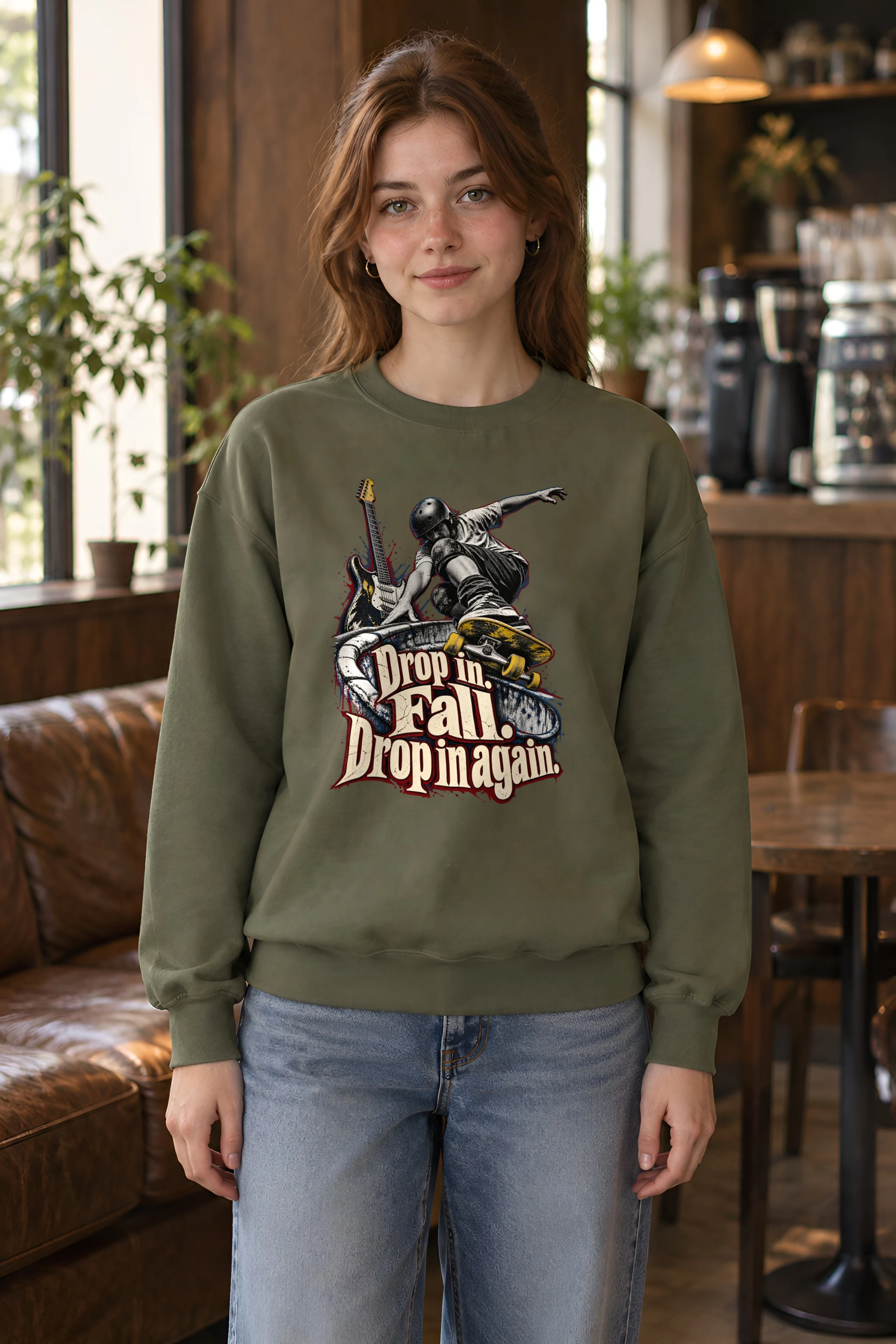 "Drop In Fall Drop In Again" Unisex Crewneck Sweatshirt