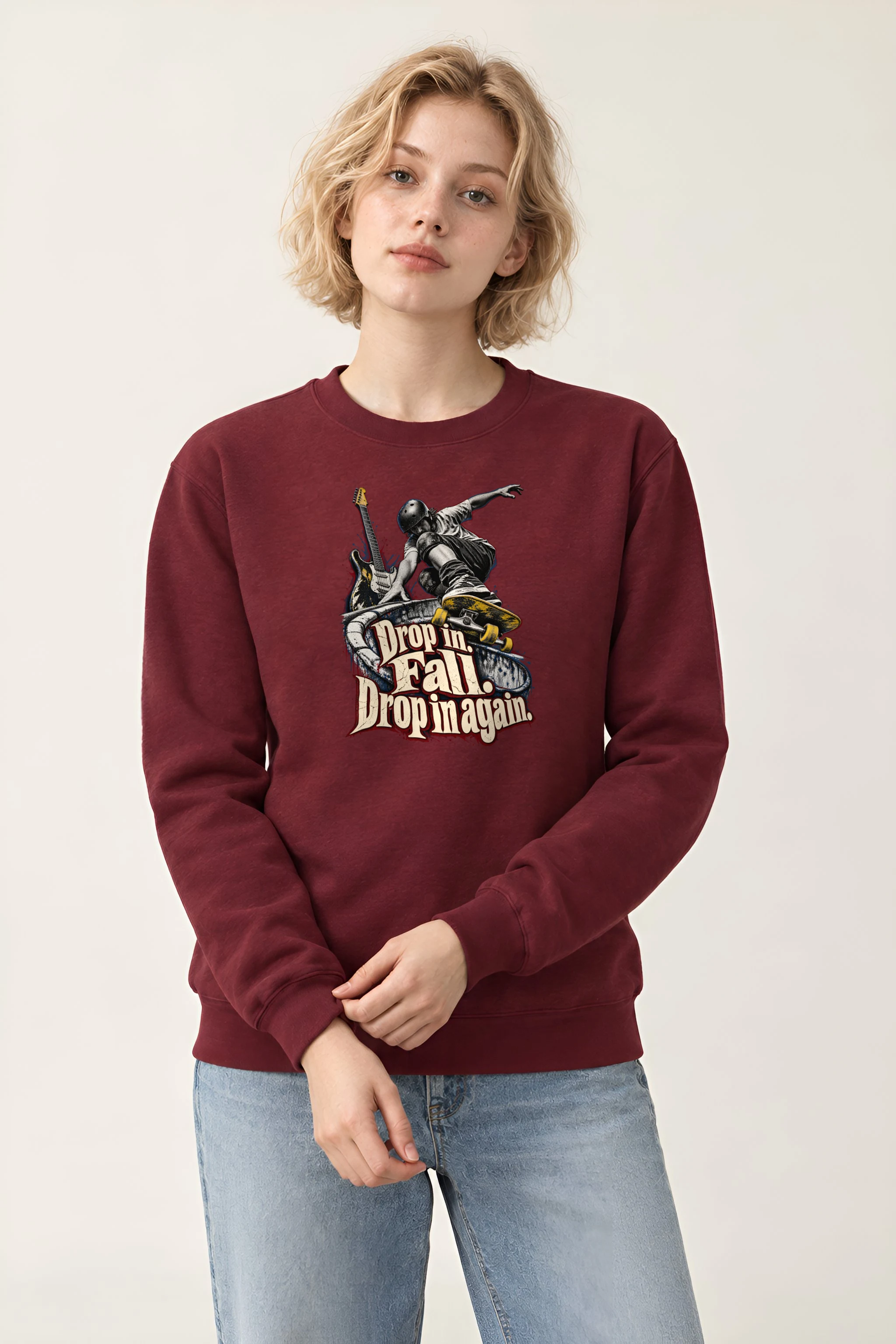 "Drop In Fall Drop In Again" Unisex Crewneck Sweatshirt
