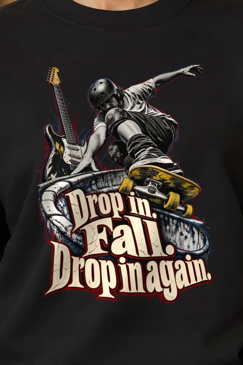 "Drop In Fall Drop In Again" Unisex Crewneck Sweatshirt - the graphic up close